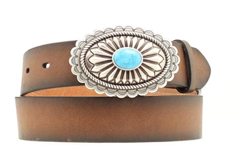 Pungo Ridge - Ariat Women's Leather Belt w/Turquoise Concho Buckle, Women's Belts & Buckles ...