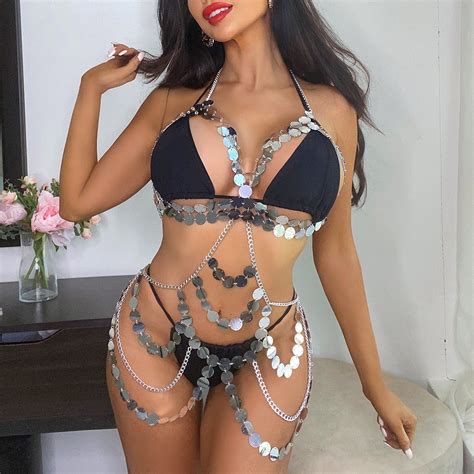 Shiny Sequined Body Chain Bikini Sexy Body Jewelry Multi Layer Sequins