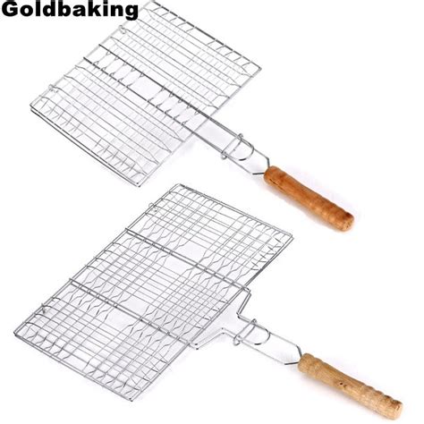 Goldbaking Portable Bbq Grilling Basket Stainless Steel Nonstick