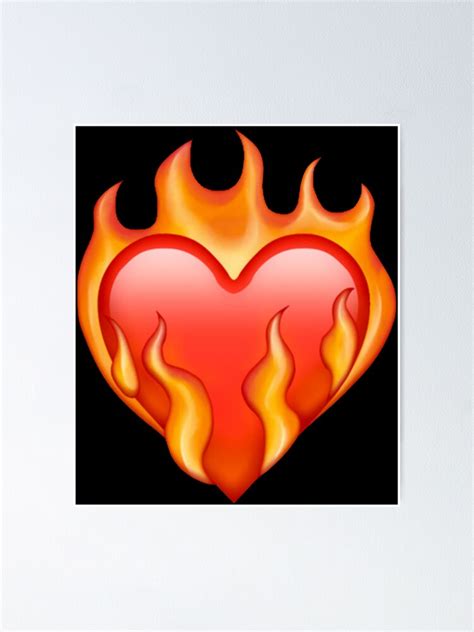 Fire Heart Emoji Poster For Sale By Anelalexandra Redbubble