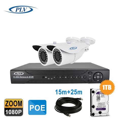 1080P POE NVR Kit 4 Ch POE NVR 2 Bullet IP POE Camera Outdoor 2.8~12mm ...