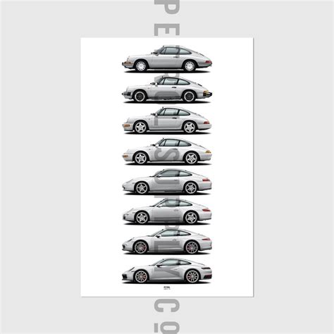 Porsche 911 Evolution Poster 911 G Model 964 993 996 Etsy