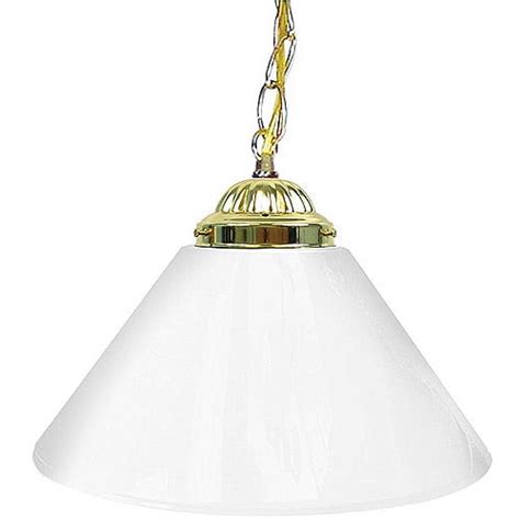 Trademark Global Plain White 14" Single Shade Bar Lamp - Brass Hardware ...