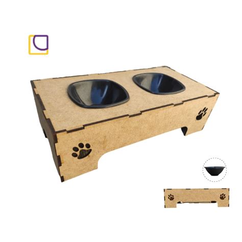 Comedouro Pet Bebedouro Gato Cachorro Elevado Potes Mdf Ra O Gua