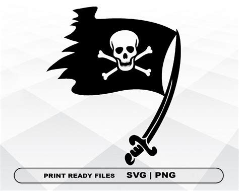 Pirate Flag Svg And Png Files Clipart Pirate Flag Print Svg Etsy