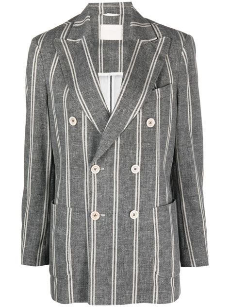 Circolo Double Breasted Striped Blazer Black Farfetch