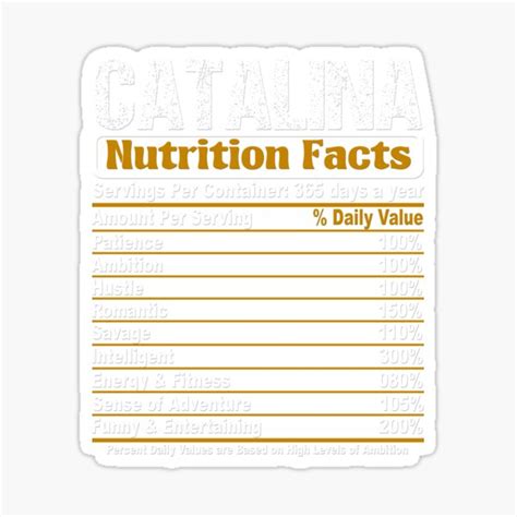 "Catalina Nutrition Facts" Sticker for Sale by JoleeMathis | Redbubble