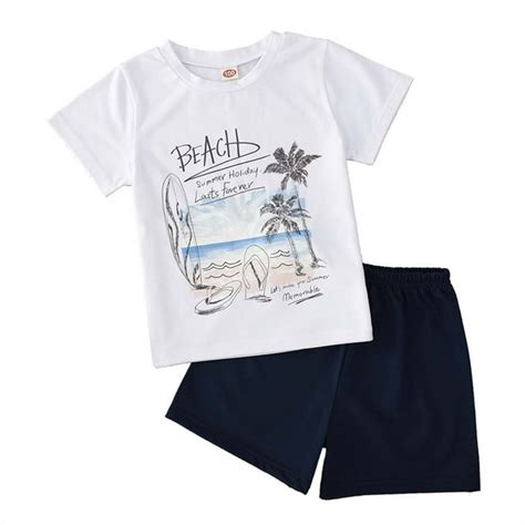 Fesfesfes Toddler Kid Baby Boys Summer Beach Print Short Sleeve Shorts