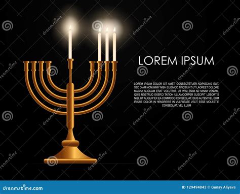 Jewish Third Day Holiday Hanukkah Background Realistic Menorah