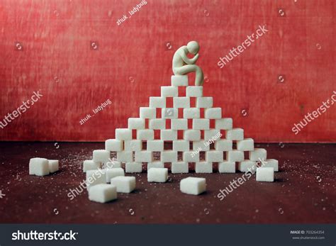 Concept Sugar Addiction Figure Man Sitting Stock Photo 703264354