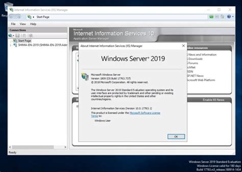 Windows Server 2019Web Server IIS Version Verification Procedure