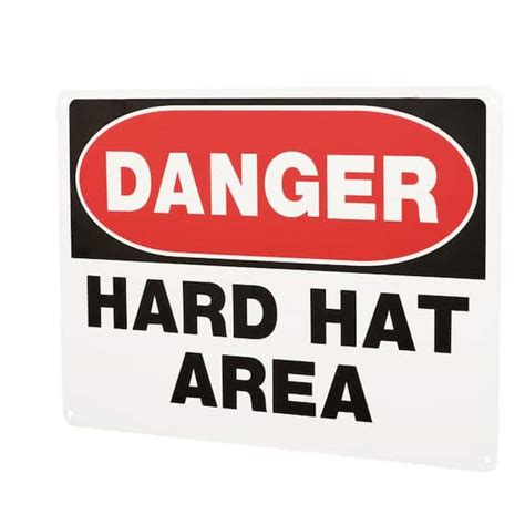 Everbilt 10 In X 14 In Aluminum Danger Hard Hat Area Sign 31024 The