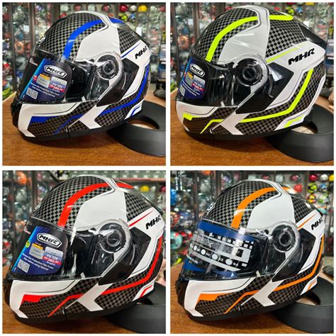 HELMET MHR FU329 FULLFACE FLIP UP DOUBLE VISOR MOTORCYCLE TOPI KELEDAR