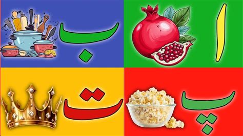 Urdu Alphabets With Pictures Alif Bay Pay اردو حروف تہجی Alif Se Anar ا ب پ