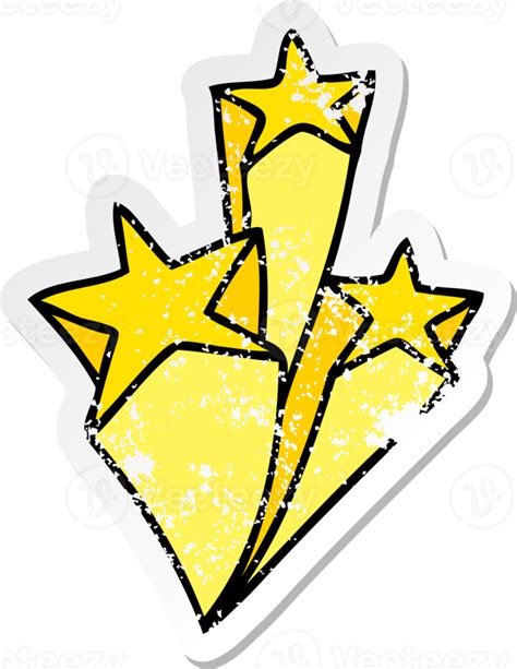 Distressed Sticker Of A Quirky Hand Drawn Cartoon Stars Png