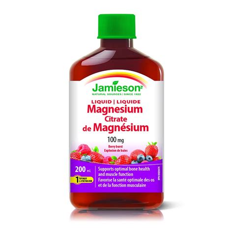 Jamieson Liquid Magnesium Citrate Mg Berry Burst Ml Fast