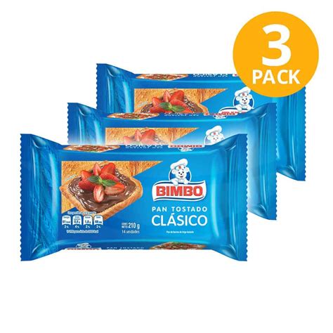 Bimbo Pan Tostado Clásico 210 gr Pack de 3 Superunico El