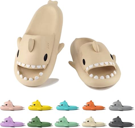 Geweo Hai Hausschuhe Damen Herren Verdicken Shark Slides Slippers