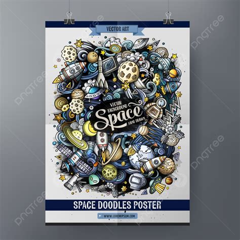 Cartoon Colorful Hand Drawn Doodles Space Poster Template Template