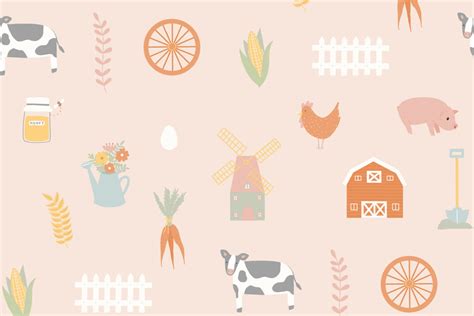 Barnyard Farm Animal Pattern Wallpaper Mural - Hovia - Hovia