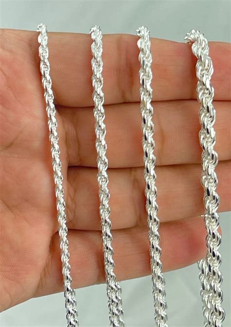 925 Sterling Silver Rope Chain Necklace Italy Sterling Silver Etsy