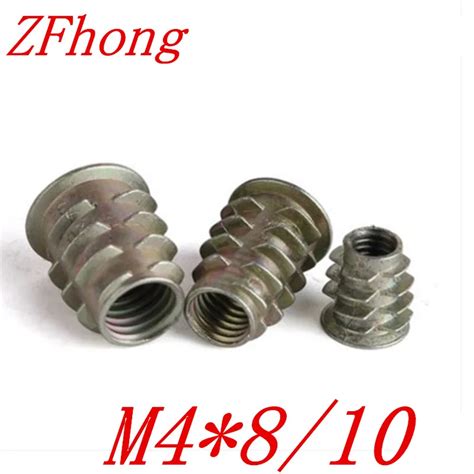 50PCS M4 8 10 Zinc Alloy Thread For Wood Insert Nut Flanged Hex Drive