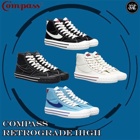 Jual [original 100 ] Compass Retrograde Hi High Black White White Red Blue Gum Cream