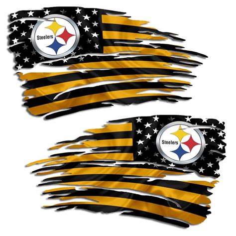 Steelers Striped Tattered Flag Football Decal Set