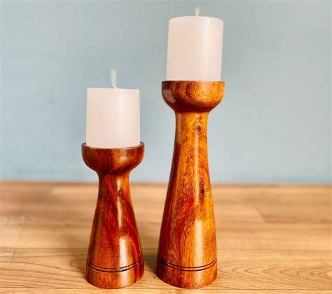 WBS Vintage Pillar Candle Holders for Table Centerpiece Set of 2 10'' 6 ...