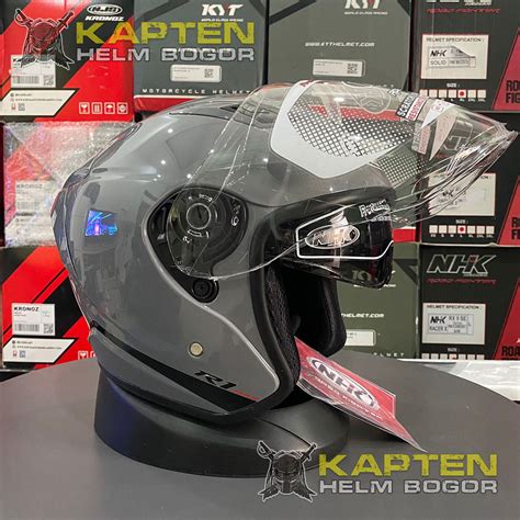 Jual Helm NHK R1 Max Grey Glossy Helm Half Face ORIGINAL Shopee