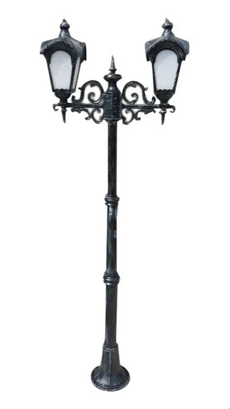 Mild Steel Dual Arm Black Decorative Pole Light For Outdoor M At