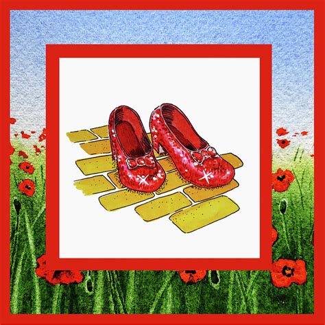 The Yellow Brick Road Poppies Field And Ruby Slippers Painting By Irina