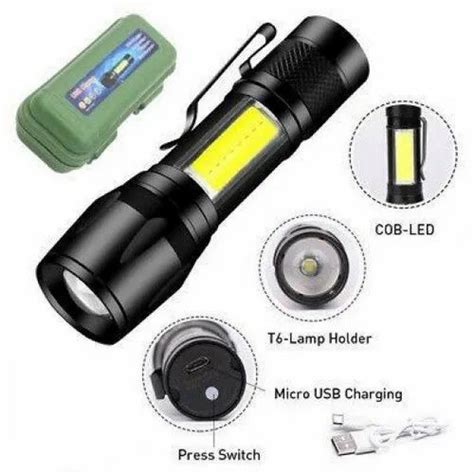 Cool White Plastic Usb Rechargable Torch Light At Rs Piece In New