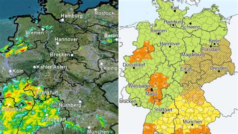 Unwetter Zellen rauschen über Deutschland DWD warnt auch am Abend vor