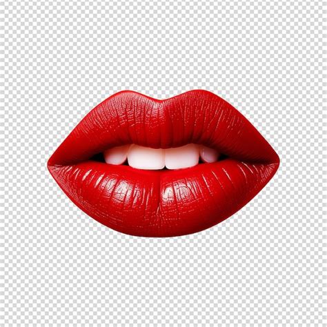 Labios Rojos Femeninos Cortados Sobre Un Fondo Transparente Archivo