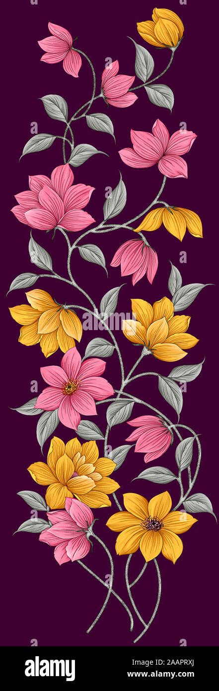 textile flower design motif background Stock Photo - Alamy