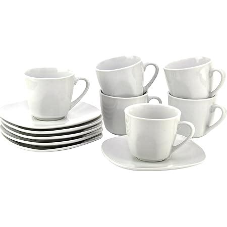 Set Di Tazzine Da Caff Espresso Bianche Con Piattini Ceramica