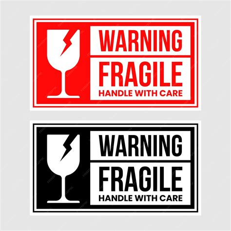Premium Vector | Fragile sticker and warning label Red Handle with Care