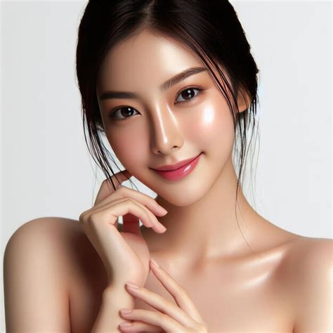 Premium Photo Asian Womans Makeup Face Woman Testing Cosmetics