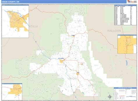 Union County Oregon Zip Code Wall Map