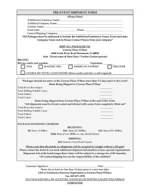 Fillable Online Ecw PRE EVENT SHIPMENT FORM Ecworg Fax Email Print