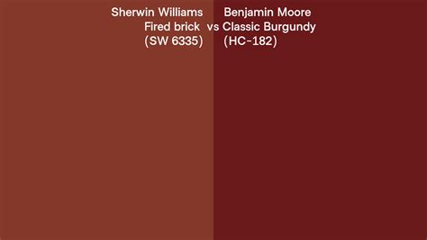 Sherwin Williams Fired Brick Sw Vs Benjamin Moore Classic