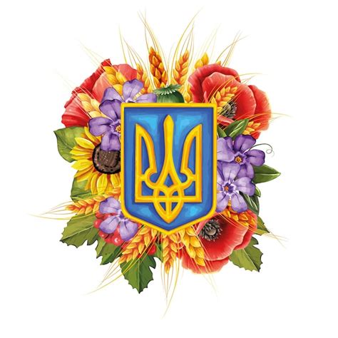 Premium Vector | Vector ukrainian coat of arms with symbols of ukraine