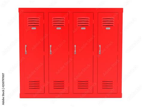 Red Lockers Front View 3d Rendering Illustration Isolated Stock