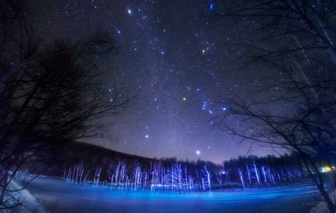 Starlight Reflected By A Frozen Lake In Hokkaido R Japanpics