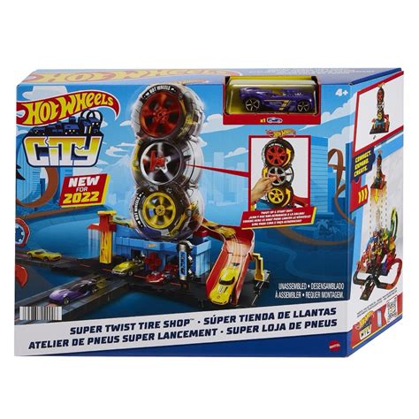 Hot Wheels City Super Twist Tire Shop ฮอตวลซต ชดรางรานลอยางรถยนตแบบหมนได HDP02 CH