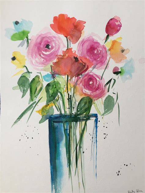 ORIGINAL AQUARELL Aquarellmalerei Blumenstrauß Bild Kunst Etsy