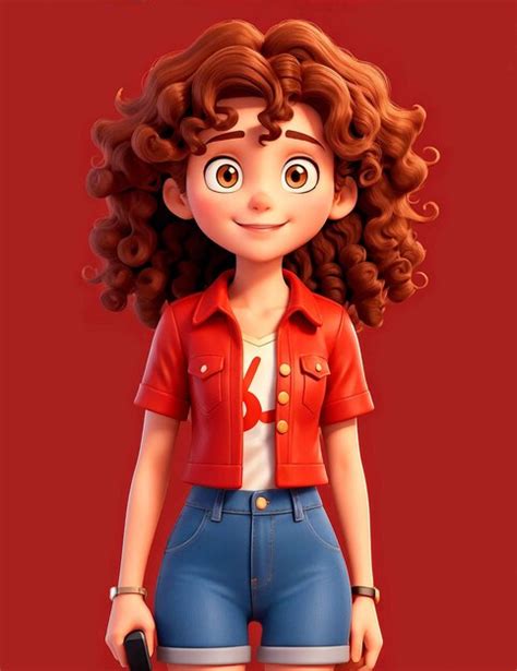 Premium Ai Image D Character Portrait Of A Adorable Girl With Curly