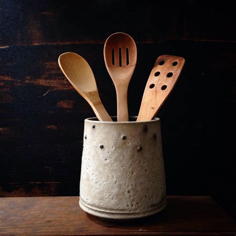 Made To Order Rustic Utensil Holder White Crater Glaze With