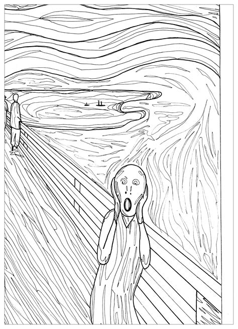 Edvard Munch The Scream Coloring Page - boringpop.com